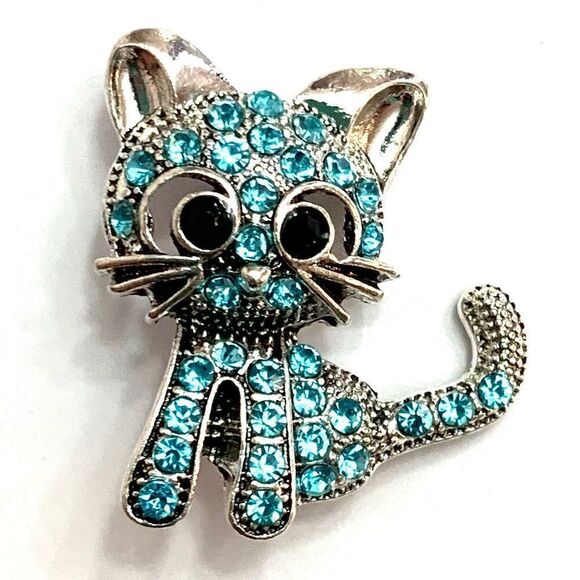 Kitty Bracelet Encrusted in Shiny Blue Gems (P3) - Picture 7 of 11